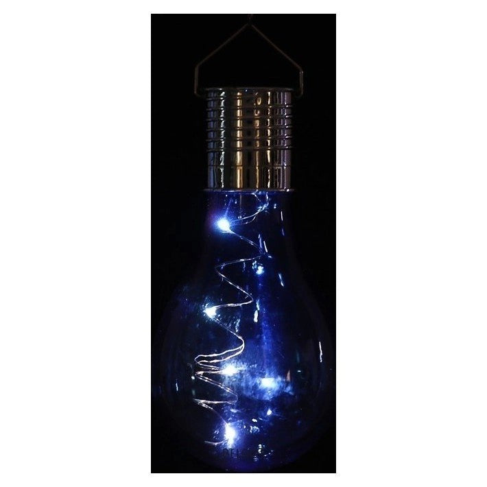 Lampa Solara LED Decorativa Ultron, Model Bulb Suspendat pentru Exterior, Rezistenta la Apa IP65, Albastru