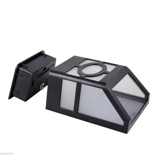 Set 4 Lampi Solare LED pentru Gradina, Model Geometric Modern, IP65 Impermeabil, Lumina Alb Rece 6500K, Plastic ABS, 11.8 x 8.6 x 5 cm, Alb/Negru