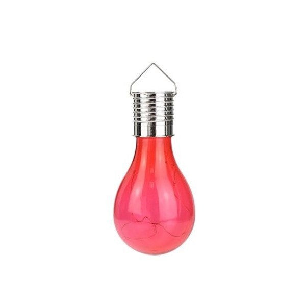 Lampa Solara LED Decorativa Ultron, Felinar Suspendat sub Forma de Bulb pentru Exterior, Protectie IP65, Plastic, Rosu