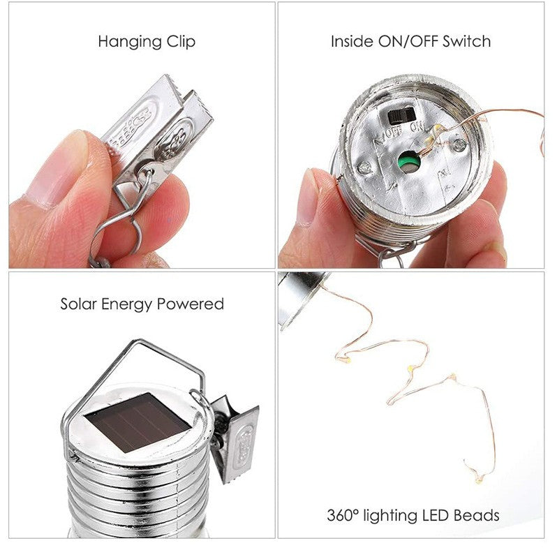Lampa Solara LED Decorativa Ultron, Model Bulb Suspendat pentru Exterior, Protectie IP65, Galben
