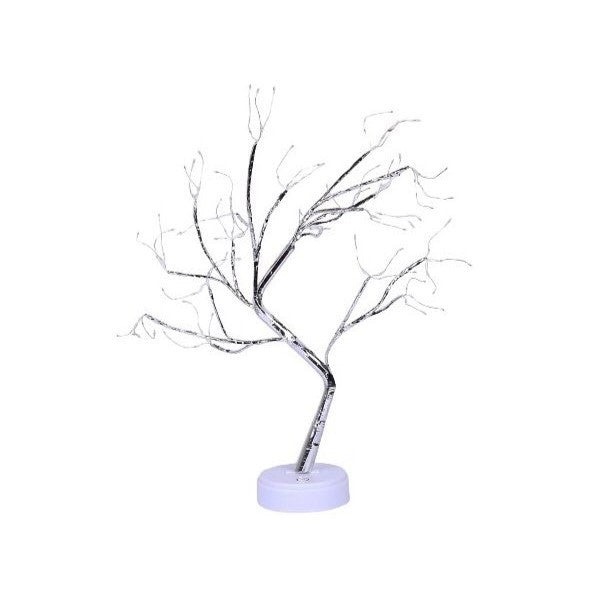 Lampă de Veghe LED Model Copac, Iluminare Ambientală Decorativă, Ramuri Flexibile din Cupru, Alimentare USB sau 3 Baterii AA, Multicolor