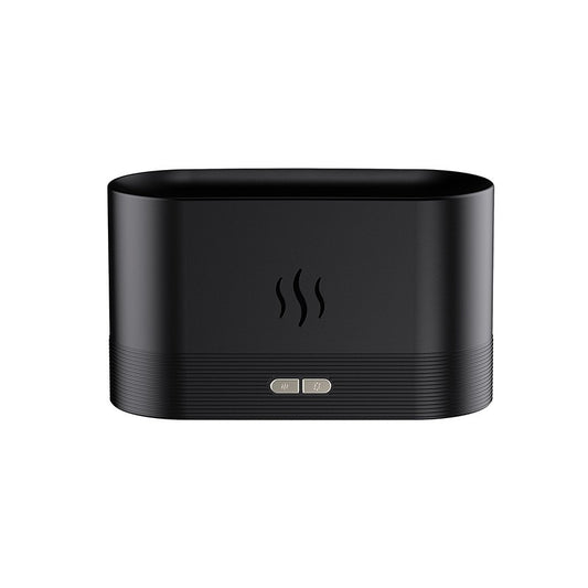 Difuzor Aromaterapie Cu Ultrasunete, Umidificator Aer Cu Efect Flacara Si Lumina Ambientala, Rezervor 180 ml, Plastic, Negru