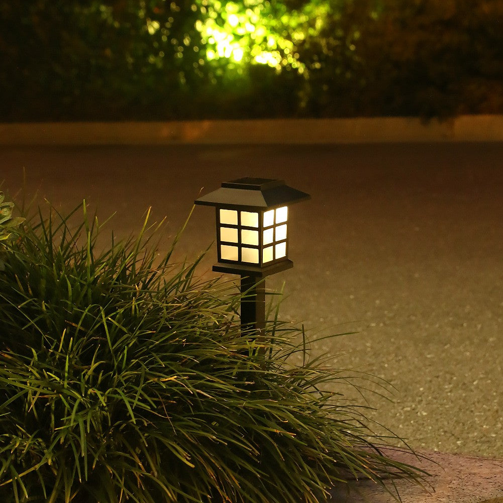 Set 2 Lampi Solare Led Pentru Gradina, Tip Felinar cu Senzor de Lumina si Protectie IP65, Material PVC, Inaltime 38 cm, Lumina Alba Calda, Negru/Alb