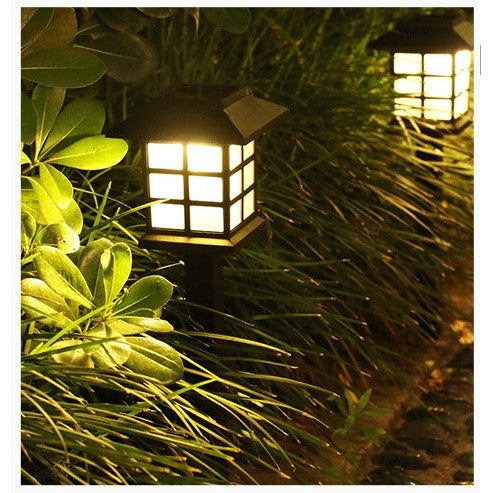 Set 2 Lampi Solare Led Pentru Gradina, Tip Felinar cu Senzor de Lumina si Protectie IP65, Material PVC, Inaltime 38 cm, Lumina Alba Calda, Negru/Alb