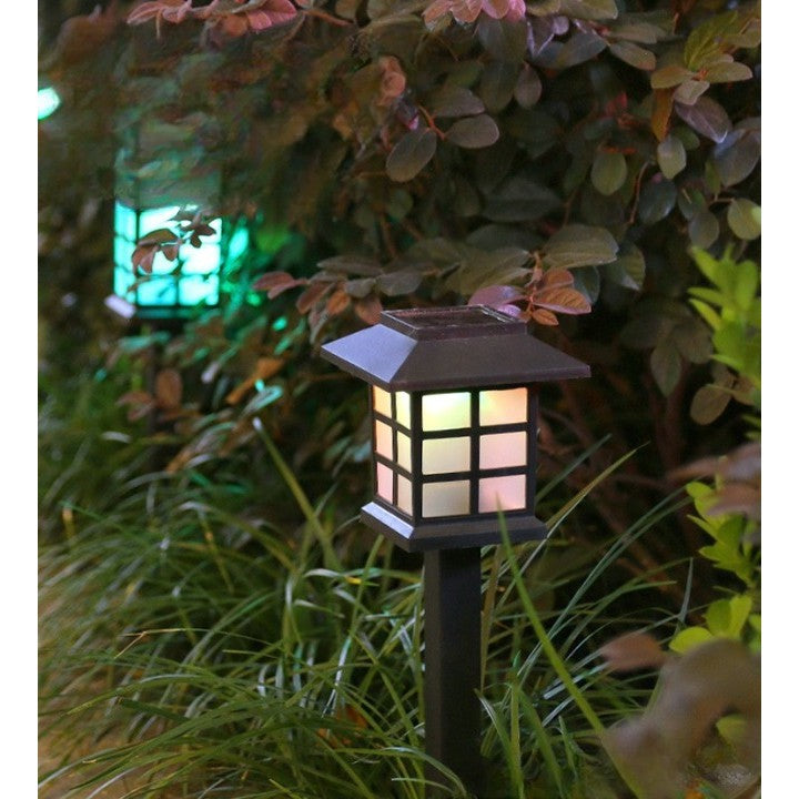 Set 2 Lampi Solare Led Pentru Gradina, Tip Felinar cu Senzor de Lumina si Protectie IP65, Material PVC, Inaltime 38 cm, Lumina Alba Calda, Negru/Alb
