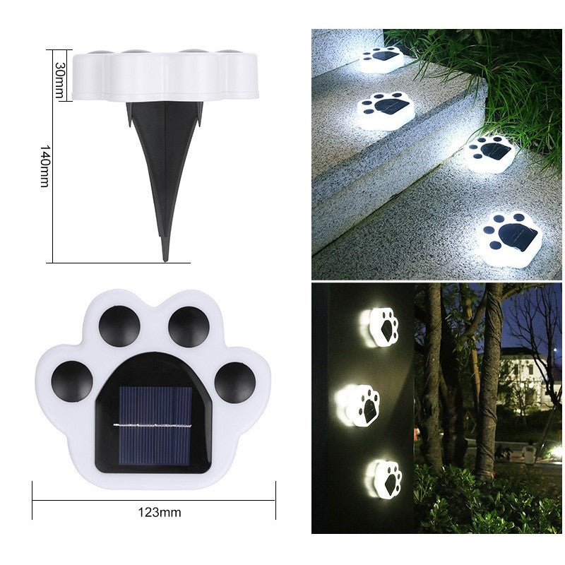 Set 4 Lampi Solare Led Pentru Gradina, Model Laba De Urs, Protectie IP65, Lumina Alb Rece, Autonomie 12 Ore, Material ABS, Negru/Alb, 14 x 13 x 3 cm