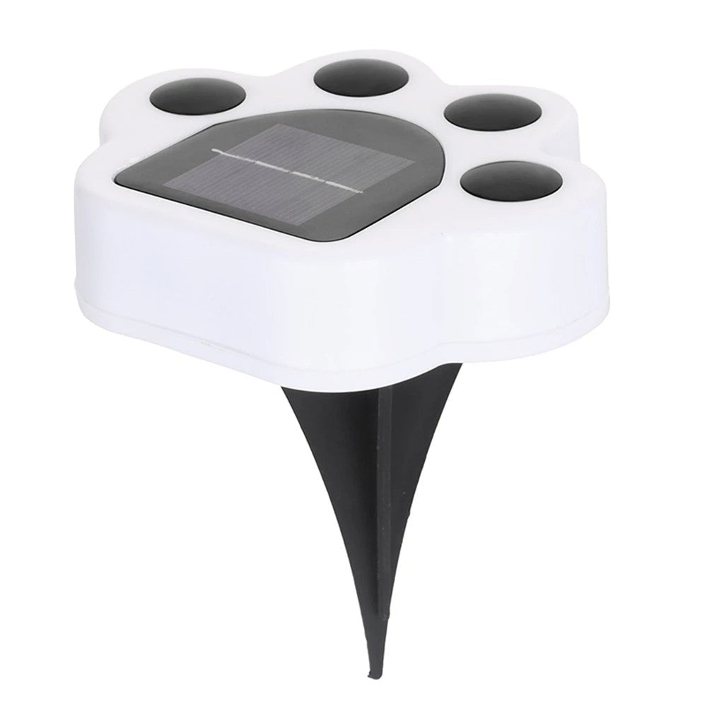 Set 4 Lampi Solare LED pentru Gradina, Model Laba de Urs, Rezistente la Apa IP65, Senzor Lumina si Buton On-Off, ABS, Lumina Calda 3000K, Negru/Alb, 14 x 13 x 3 cm
