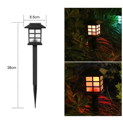 Lampa Solara Gradina Tip Felinar, Iluminat Decorativ Exterior, Autonomie 8h, Senzor Crepuscular, Plastic, 86x86x380 mm, LED Rosu