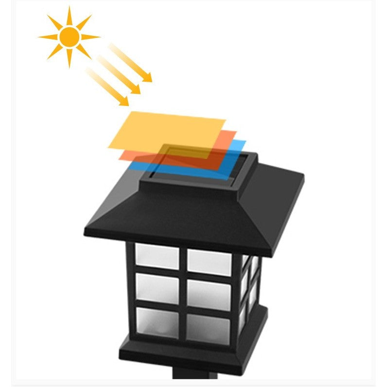 Set 2 Lămpi Solare Grădină, Tip Felinar cu Țăruș, Iluminat LED Decorativ Alb Rece, Autonomie 8 Ore, Plastic, 38 x 8.6 cm, Negru