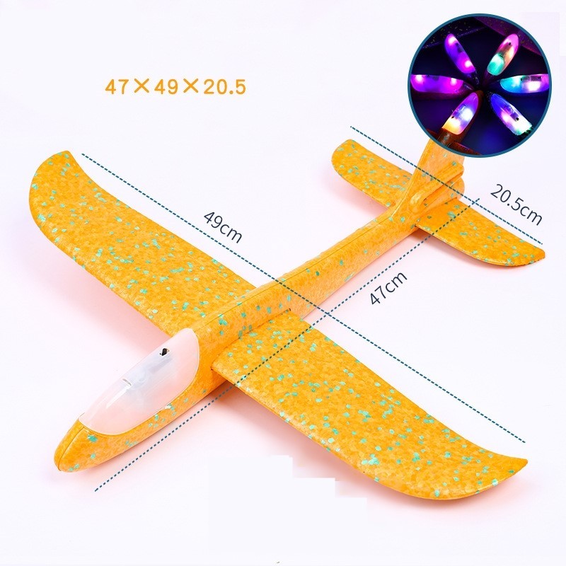 Avion Planor Cu Lumini, Zbor Stabil, Polistiren, 47 cm, Portocaliu