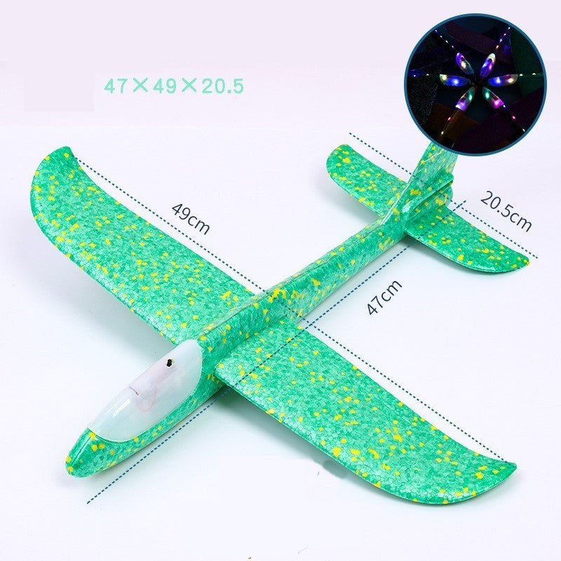 Avion Planor Cu Lumini, Zbor Stabil Si Rezistent, Polistiren, 47 cm, Verde