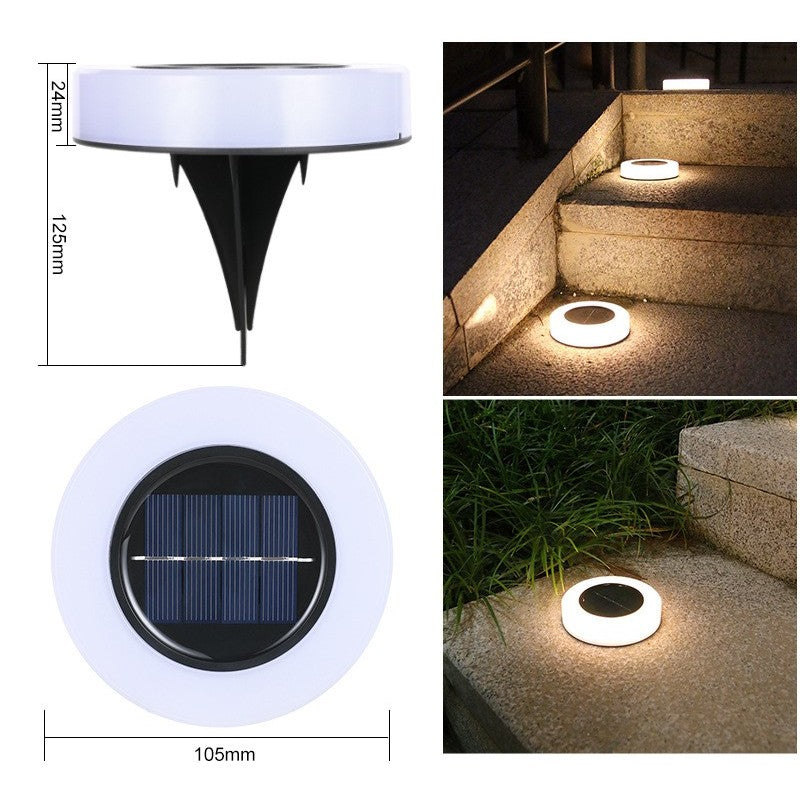 Lampa Solara LED Pentru Gradina Si Gazon, Forma Cerc, Protectie IP65 Rezistenta La Apa, Autonomie 8 Ore, Plastic, Alb Cald, 105x105x125 mm