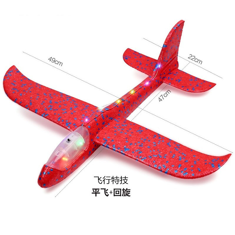 Avion Planor cu Lumini, Zbor Stabil și Rezistent, Polistiren, 47 cm, Rosu