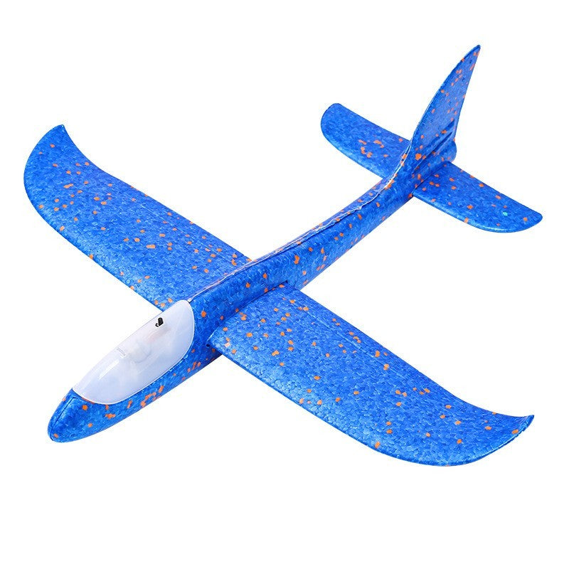 Avion Planor Cu Lumini, Design Flexibil Rezistent, Polistiren, 47 cm, Albastru