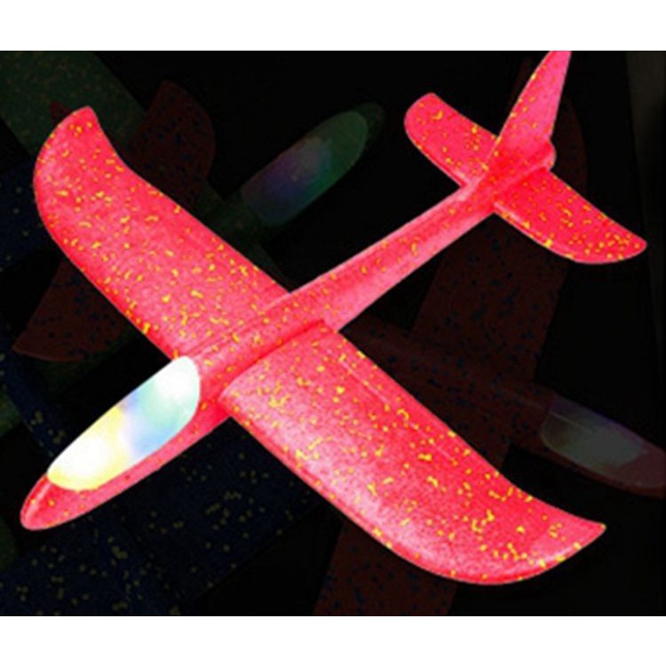 Avion Planor Cu Lumini, Design Flexibil Si Rezistent, Polistiren, 47 cm, Rosu