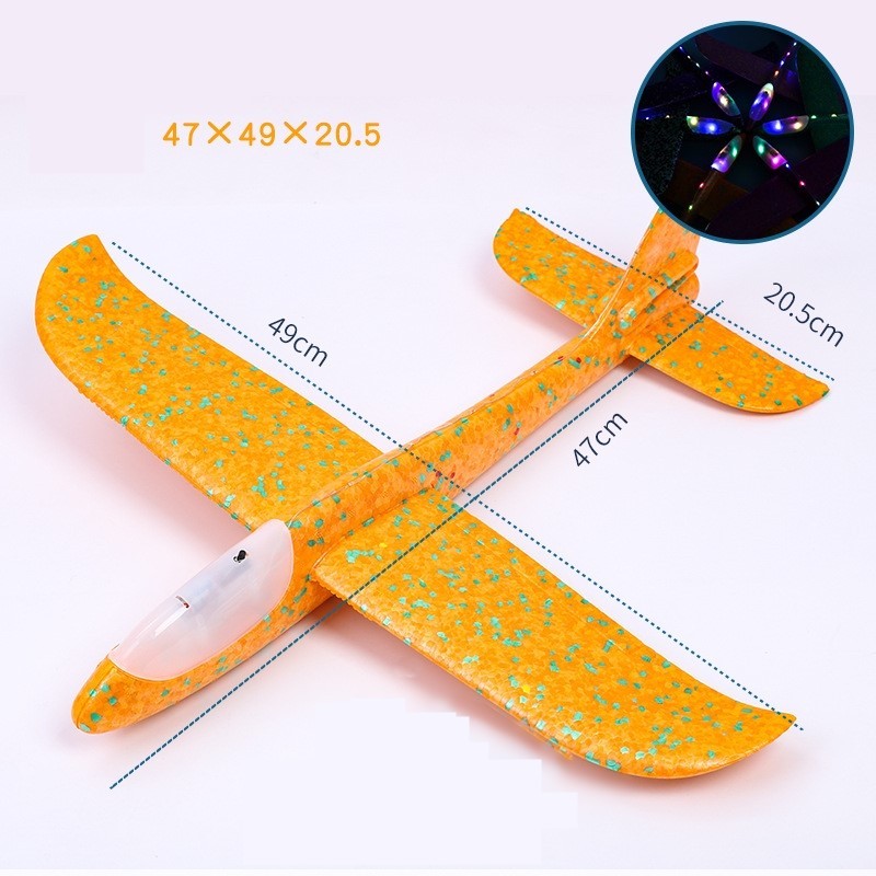 Avion Planor cu Lumini, Zbor Stabil și Rezistent, Polistiren, 47 cm, Galben