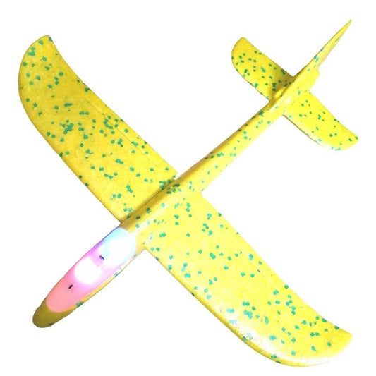 Avion Planor cu Lumini, Zbor Stabil și Rezistent, Polistiren, 47 cm, Galben
