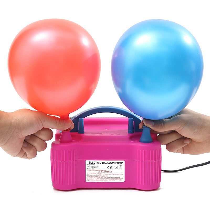 Pompă Electrică Pentru Umflat Baloane, Compresor Profesional Cu 2 Duze, Putere 600W, Mod Operare Continuu și Intermitent, Roz/Albastru