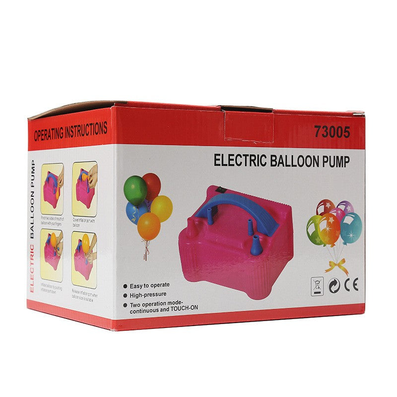 Pompă Electrică Pentru Umflat Baloane, Compresor Profesional Cu 2 Duze, Putere 600W, Mod Operare Continuu și Intermitent, Roz/Albastru