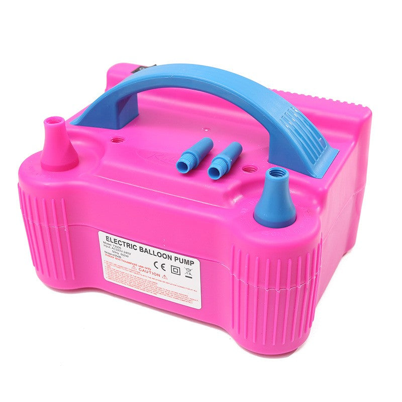 Pompă Electrică Pentru Umflat Baloane, Compresor Profesional Cu 2 Duze, Putere 600W, Mod Operare Continuu și Intermitent, Roz/Albastru