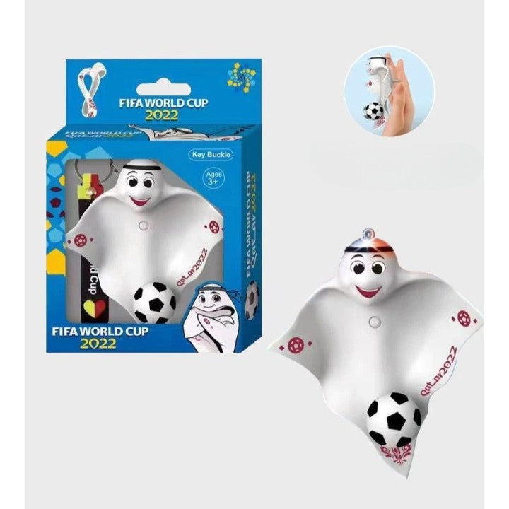 Breloc Mascota Fifa World Cup 2022, Pandantiv cu Lumini pentru Chei si Rucsac, Silicon Durabil si Inel Metalic, Marimea M, 10.5 x 9.5 cm