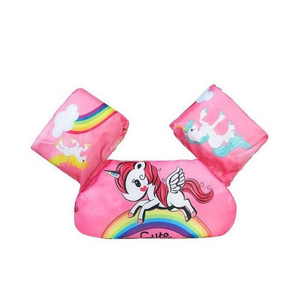 Vesta de Salvare pentru Copii cu Aripioare de Inot, Centura de Siguranta Ajustabila, Material PVC Rezistent, Model Unicorn, Roz, 2-7 Ani
