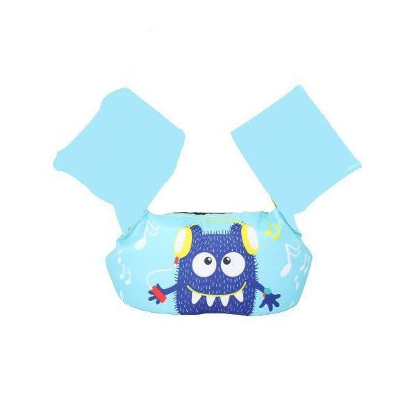 Vesta De Salvare Pentru Copii Cu Aripioare De Inot Si Centura Ajustabila, Material PVC Rezistent, Potrivita Pentru Varsta 2-7 Ani, Albastru Cu Model Monstru