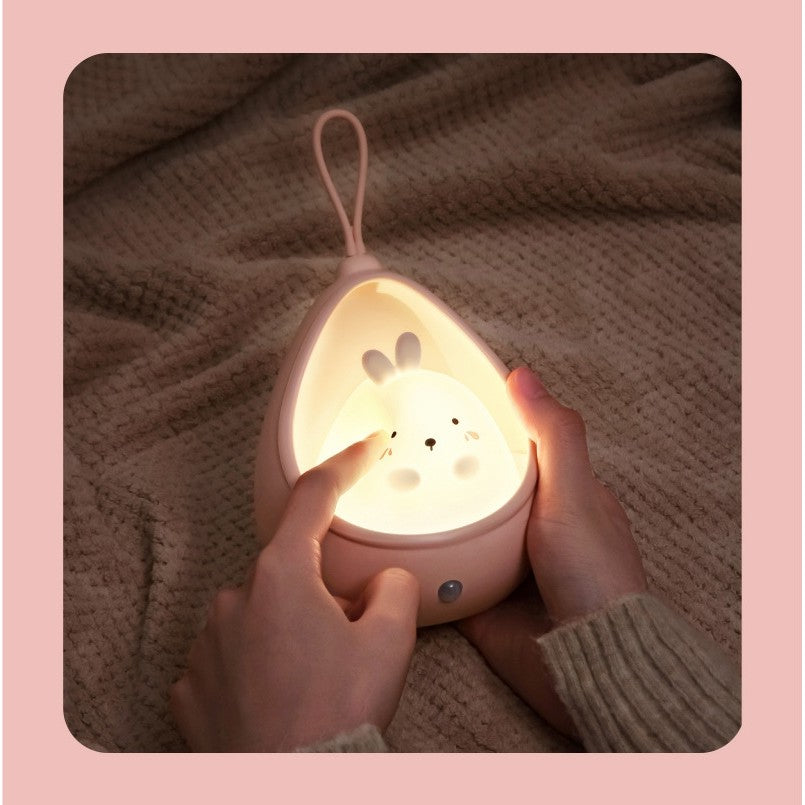 Lampa De Veghe Portabila Pentru Copii Si Alaptat, Senzor De Miscare, 2 Moduri De Functionare, Silicon Non-Toxic, Acumulator 1200mAh, Reincarcabila USB, Model Pisicuta, Roz