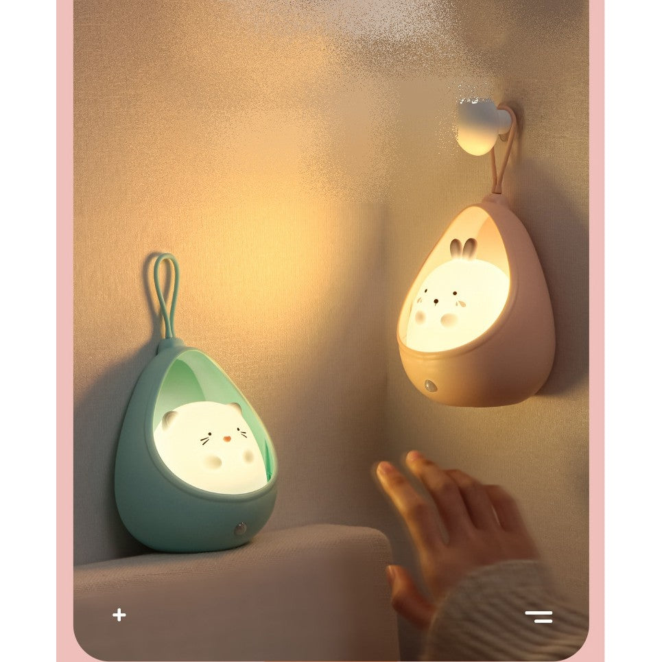Lampa de Veghe Portabila Copii cu Senzor de Miscare, Silicon Non-Toxic, Reincarcabila USB, 2 Moduri Lumina, 1200mAh, Design Iepuras, Albastru