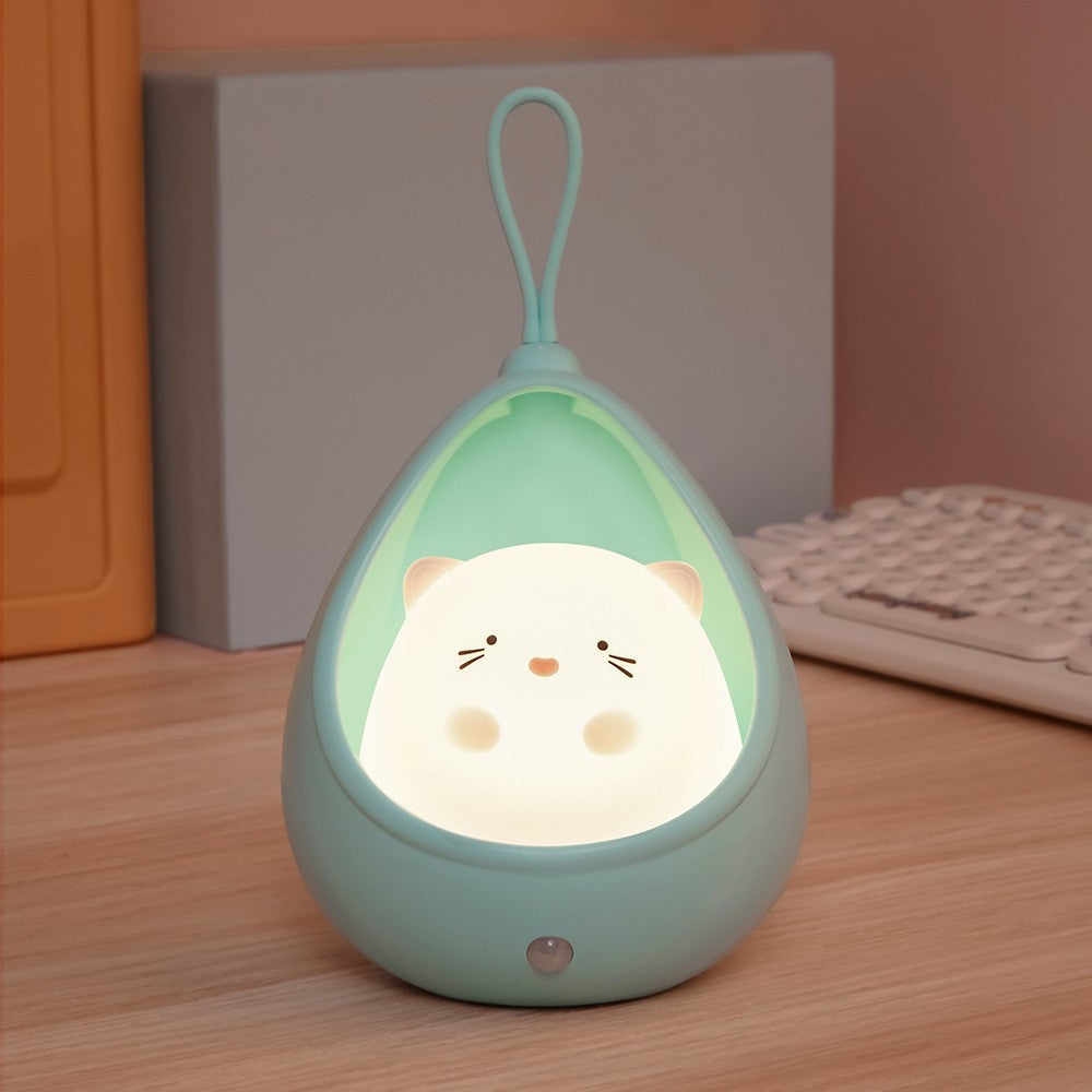 Lampa de Veghe Portabila Copii cu Senzor de Miscare, Silicon Non-Toxic, Reincarcabila USB, 2 Moduri Lumina, 1200mAh, Design Iepuras, Albastru