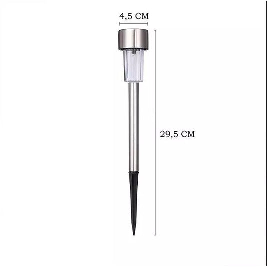 Lampa Solara LED de Gradina, Senzor Miscare si Protectie IP44, Inox si Plastic, Lumina Alba Rece 5500K, Argintiu, Set 12 Bucati, 29 x 4.5 cm