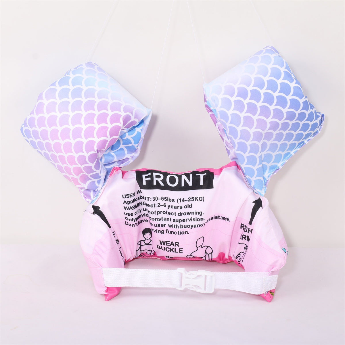 Vesta De Salvare Pentru Copii Cu Aripioare De Inot Si Centura Reglabila, Material PVC Rezistent, Model Sirena, 2-7 Ani, Roz