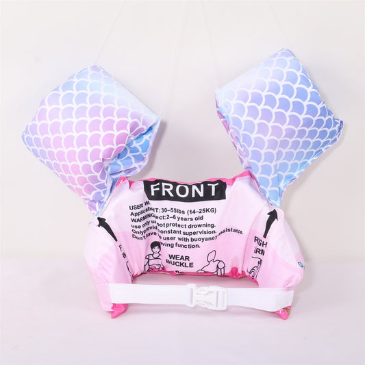Vesta De Salvare Pentru Copii Cu Aripioare De Inot Si Centura Reglabila, Material PVC Rezistent, Model Sirena, 2-7 Ani, Roz