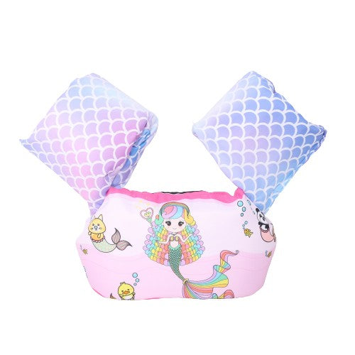 Vesta De Salvare Pentru Copii Cu Aripioare De Inot Si Centura Reglabila, Material PVC Rezistent, Model Sirena, 2-7 Ani, Roz