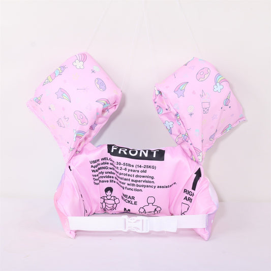 Vesta De Salvare Pentru Copii Cu Aripioare De Inot Si Centura Ajustabila, Material PVC Rezistent, Protectie Solara, Potrivita Pentru 2-7 Ani, Mov, Model Unicorn