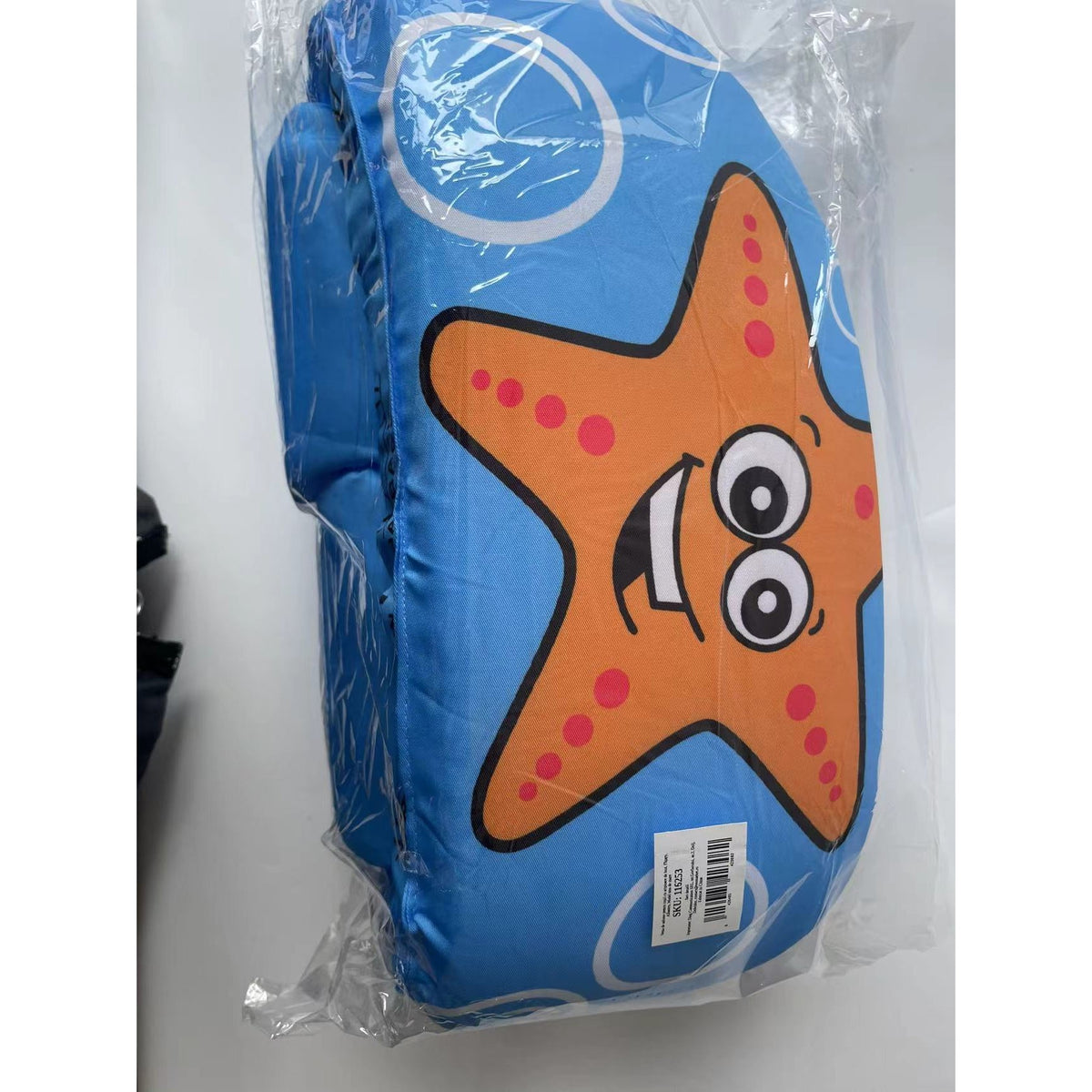 Vesta de Salvare pentru Copii cu Aripioare de Inot, Centura Plutitoare Reglabila, Material PVC Rezistent, Varsta 2-7 Ani, Albastru cu Model Stea de Mare