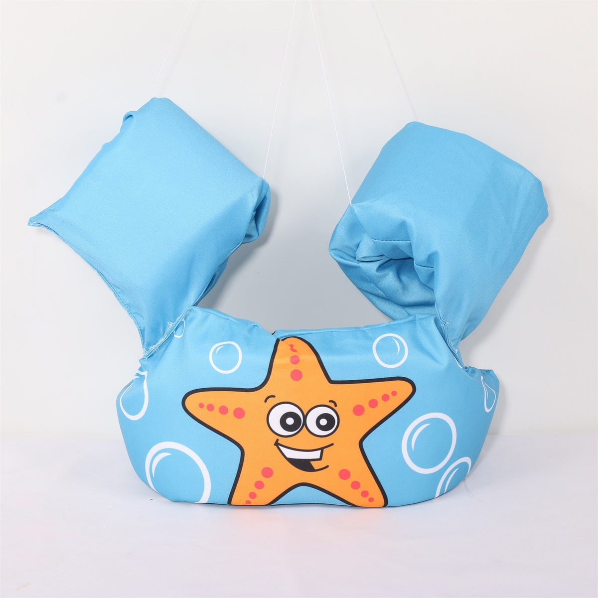 Vesta de Salvare pentru Copii cu Aripioare de Inot, Centura Plutitoare Reglabila, Material PVC Rezistent, Varsta 2-7 Ani, Albastru cu Model Stea de Mare