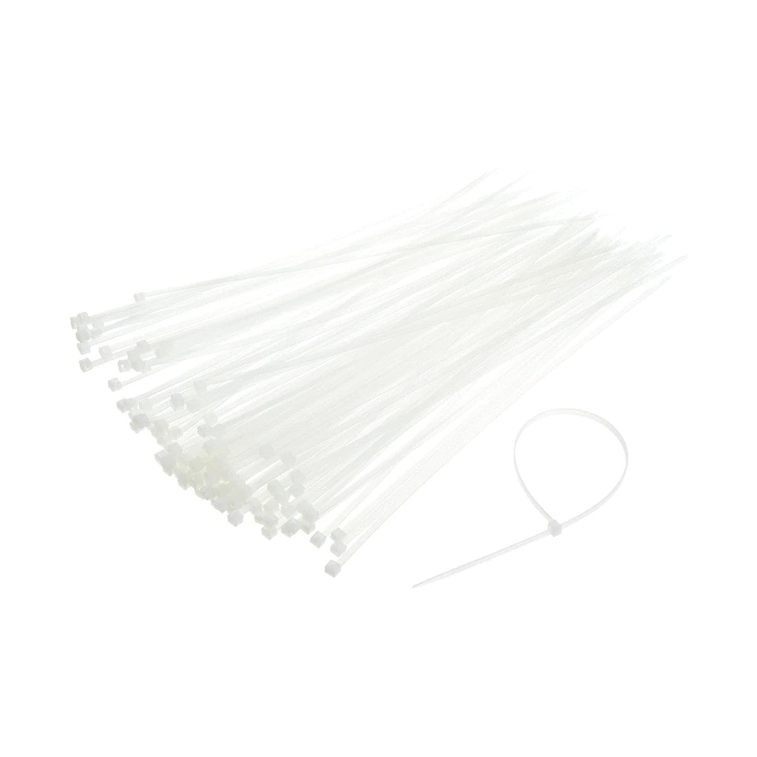Set 100 Coliere Auto-Blocante din Plastic Tip Soricei, Rezistente la Tractiune 8 kg, Poliamida PA66, 100 mm x 3 mm, Alb