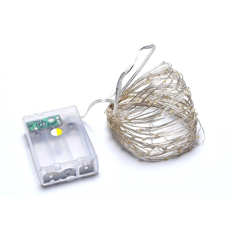 Instalatie de Craciun cu 100 LED-uri, Decoratiune Luminoasa Tip Sir cu Telecomanda, 8 Functii de Iluminare, Fir Cupru Anti-inghet, Alimentare 3 Baterii AA, Lungime 10 m, Alb Rece