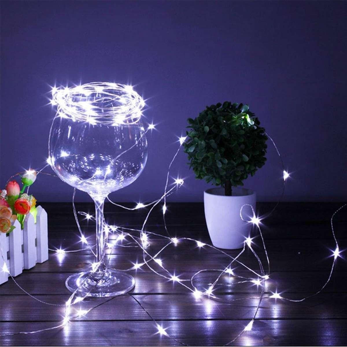 Instalatie de Craciun cu 200 LED-uri, Decoratiune Luminoasa Tip Sir, Telecomanda cu 8 Functii, Alimentare Baterii, Fir Cupru Transparent, 20 m, Alb Rece