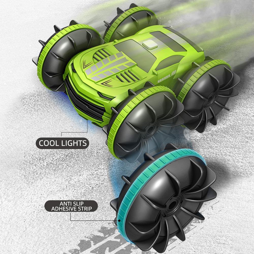 Masina cu Telecomanda Amfibie Off-Road, Masinuta de Cascadorii Impermeabila pe Apa si Teren, Rotire 360 Grade, Control 2.4 GHz, Acumulator Reincarcabil, Material ABS, Alb, Varsta 8 Ani+