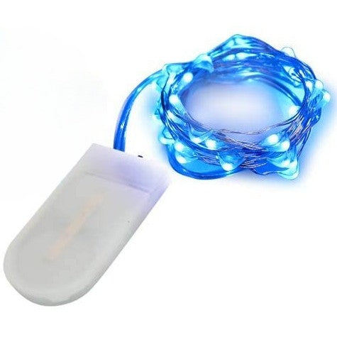 Instalatie Craciun Liniara, 50 LED-uri, Alimentare Baterii CR2032, Fir Cupru Anti-Inghet, Interior si Exterior, Lungime 5 m, Culoare Albastru