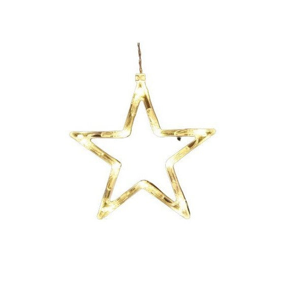 Stea Craciun Luminoasa cu Ventuza pentru Geam, Figurina Decorativa LED, Plastic, 19x18 cm, Alb Cald