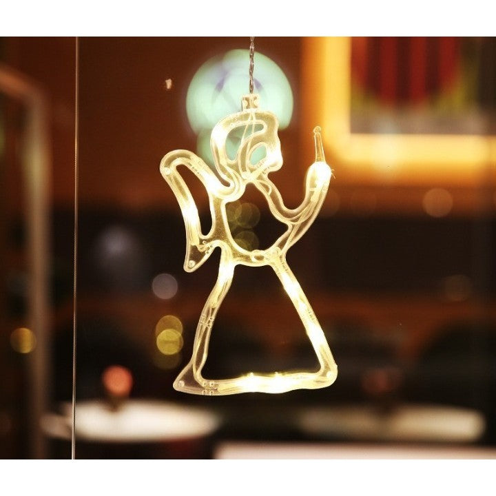 Ingeraș Luminos de Crăciun cu Ventuză pentru Geam, LED Alb Cald, 21x12 cm