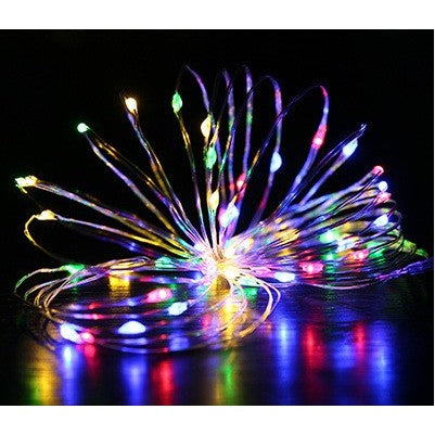 Instalatie Craciun Liniara, 20 LED-uri, Fir Cupru Flexibil, Functionare cu Baterii CR2032, Rezistenta la Inghet, Interior si Exterior, 2 m, Multicolor
