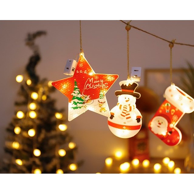 Set 6 Decoratiuni De Craciun Luminoase Cu Led, Ornamente Pentru Brad Si Camera, Lumina Calda, Figurine Din Plastic, Alimentare Baterii, Set 6 Piese