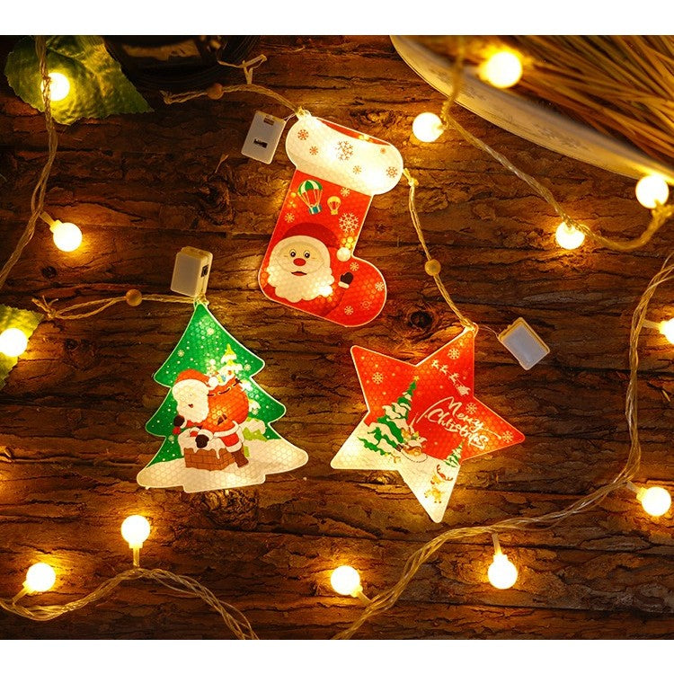 Set 6 Decoratiuni De Craciun Luminoase Cu Led, Ornamente Pentru Brad Si Camera, Lumina Calda, Figurine Din Plastic, Alimentare Baterii, Set 6 Piese