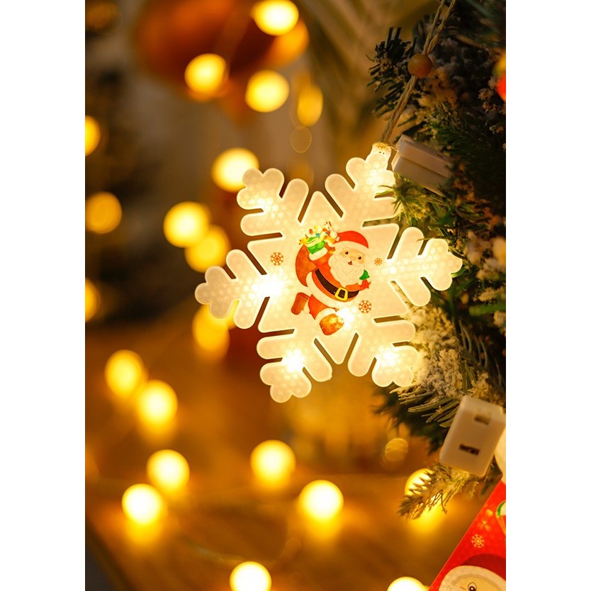 Set 6 Decoratiuni De Craciun Luminoase Cu Led, Ornamente Pentru Brad Si Camera, Lumina Calda, Figurine Din Plastic, Alimentare Baterii, Set 6 Piese