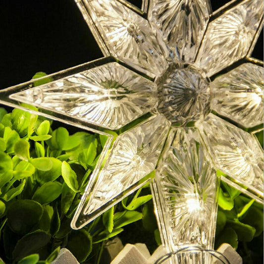 Decoratiune de Craciun Luminoasa in Forma de Fulg, Figurina LED cu Ventuza pentru Geam, Plastic, Alimentare 3 Baterii AA, Alb Cald