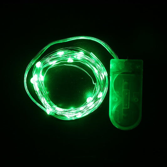 Instalatie Craciun Liniara cu 10 LED-uri Multicolore, Fir Cupru Flexibil, Functionare cu Baterii CR2032, Rezistenta la Inghet, Interior si Exterior, Lungime 1 m, Culoare Verde